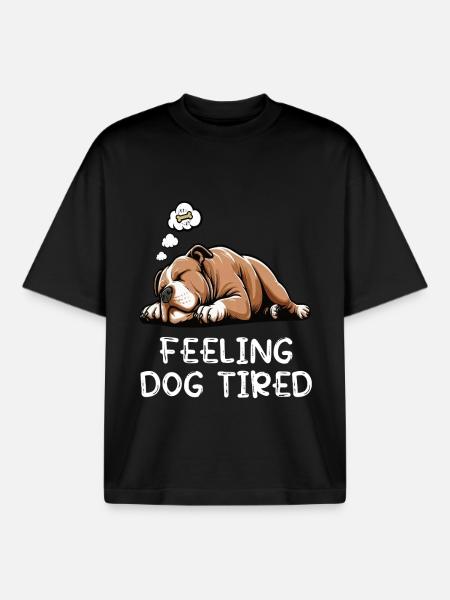 Feeling Dog Tired American_Bully Bully Owner - Boxy Heavyweight Unisex Organic T-Shirt by Stanley/Stella - black