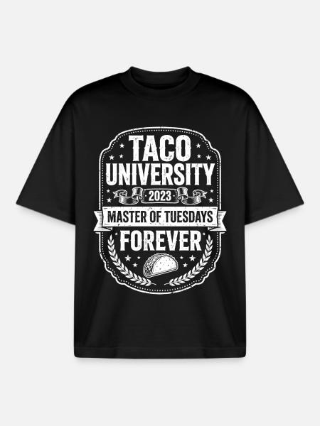Taco University Master of Tuesdays - Boxy Heavyweight Unisex Organic T-Shirt by Stanley/Stella - black