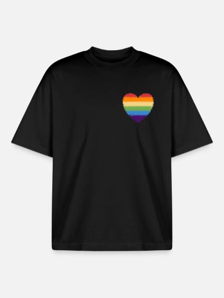 Swirled rainbow heart logo - Boxy Heavyweight Unisex Organic T-Shirt by Stanley/Stella - black
