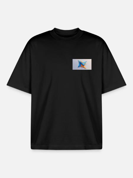 Origami Stern BlauOrange - Boxy Heavyweight Unisex Organic T-Shirt von Stanley/Stella - Schwarz