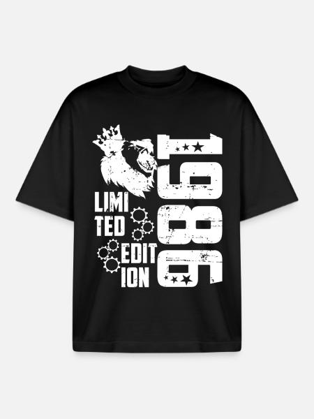 1986 Born Édition Limitée - T-shirt unisexe boxy épais biologique Stanley/Stella - noir