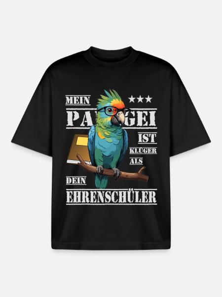 Mon perroquet est plus intelligent... - T-shirt unisexe boxy épais biologique Stanley/Stella - noir