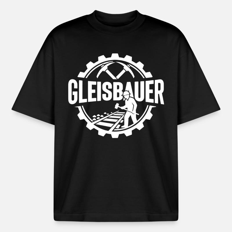 Track Builder Construction Site Railway - Boxy Heavyweight Unisex Organic T-Shirt by Stanley/Stella - black
