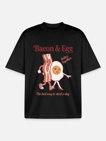 Bacon and Egg: Perfektes Duo - Boxy Heavyweight Unisex Organic T-Shirt von Stanley/Stella - Schwarz
