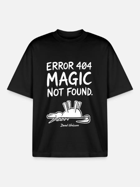 Error 404 Magic Not Found Humor - Boxy Heavyweight Unisex Organic T-Shirt by Stanley/Stella - black