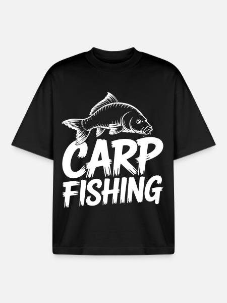 Carp Fishing Bold Lettering - Boxy Heavyweight Unisex Organic T-Shirt by Stanley/Stella - black