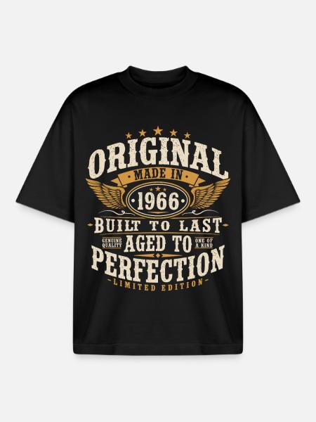 Original 1966 Vintage Vintage Birthday Gift - Boxy Heavyweight Unisex Organic T-Shirt by Stanley/Stella - black