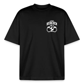 Lecker Bierchen Club - Boxy Heavyweight Unisex Organic T-Shirt von Stanley/Stella - Schwarz - Vorne - AI Model Male 185 light (185cm) & AI Model Female 172 dark (172cm)