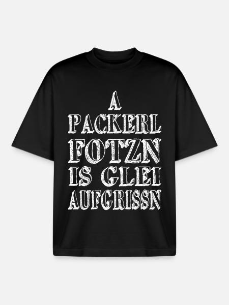 A Packerl fotzn... - Boxy Heavyweight Unisex Organic T-Shirt von Stanley/Stella - Schwarz
