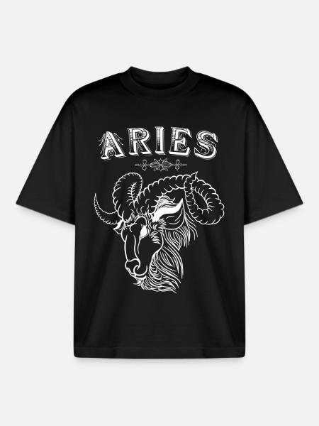Aries Sternzeichen Widder - Boxy Heavyweight Unisex Organic T-Shirt von Stanley/Stella - Schwarz