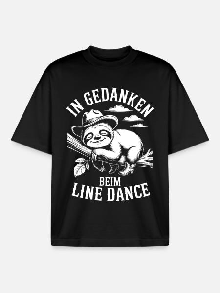 Sloth dreams of line dancing - Boxy Heavyweight Unisex Organic T-Shirt by Stanley/Stella - black
