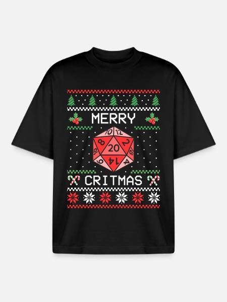 Merry Critmas II - Ugly Christmas - Boxy Heavyweight Unisex Organic T-Shirt by Stanley/Stella - black