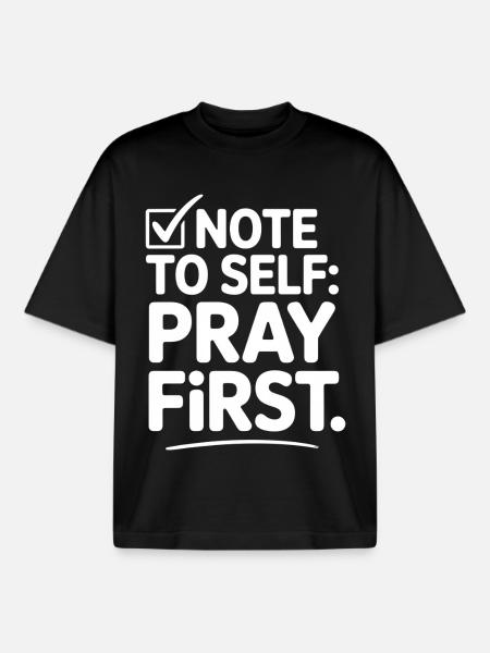Pray First Prayer Jesus Faith - Boxy Heavyweight Unisex Organic T-Shirt by Stanley/Stella - black