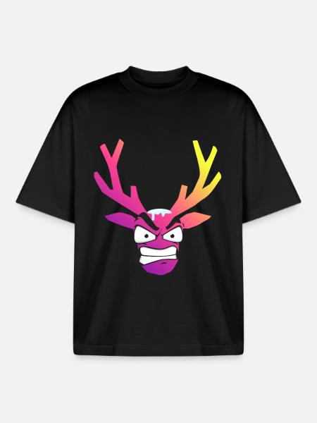 Wütender Weihnachts-Schneehirschkopf - Boxy Heavyweight Unisex Organic T-Shirt von Stanley/Stella - Schwarz