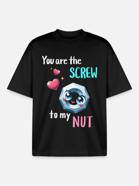 Funny Nut Bolts Pair Design - Boxy Heavyweight Unisex Organic T-Shirt by Stanley/Stella - black