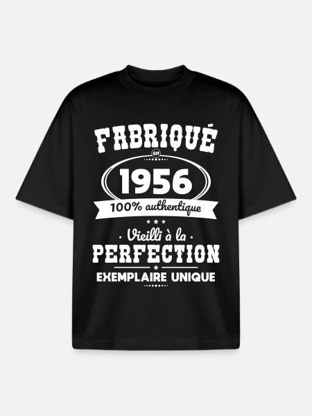 Made in 1956 – Aged to perfection - Boxy Heavyweight Unisex Organic T-Shirt by Stanley/Stella - black