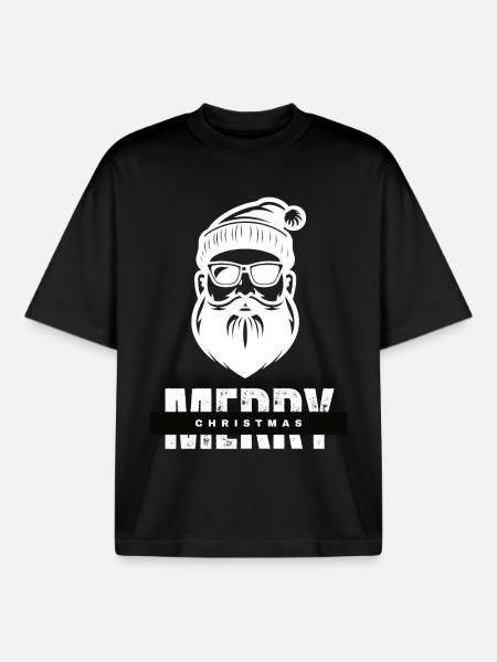 Merry Christmas Santa Claus Gift - Boxy Heavyweight Unisex Organic T-Shirt by Stanley/Stella - black