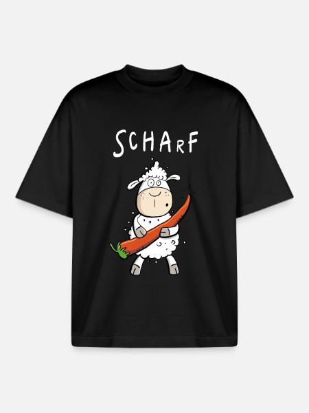 Pepperoni Sheep I Sharp comic pun - Boxy Heavyweight Unisex Organic T-Shirt by Stanley/Stella - black