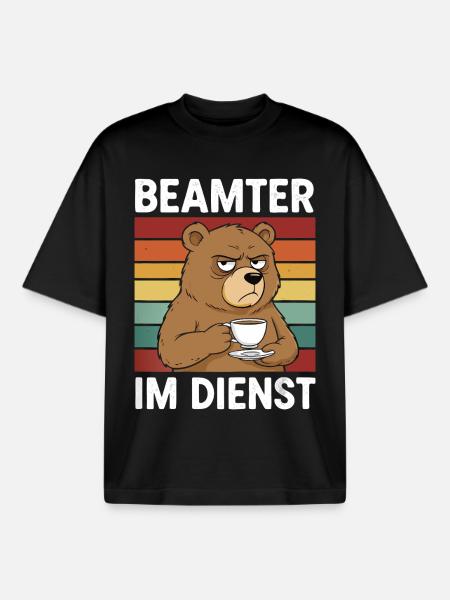 Beamter Kaffee Bär Beamtentum Beamte - Boxy Heavyweight Unisex Organic T-Shirt von Stanley/Stella - Schwarz