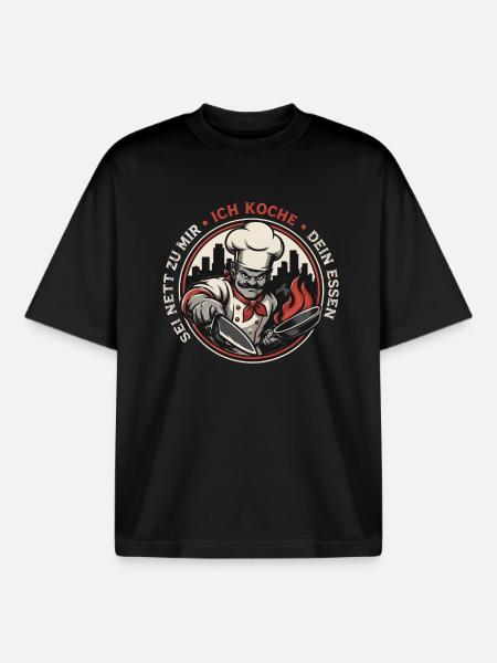 Küchenchef Feuerbadge Retro - Boxy Heavyweight Unisex Organic T-Shirt von Stanley/Stella - Schwarz