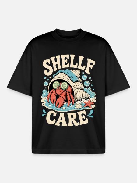 Shelf Care – Wellness Hermit Crab - Boxy Heavyweight Unisex Organic T-Shirt by Stanley/Stella - black
