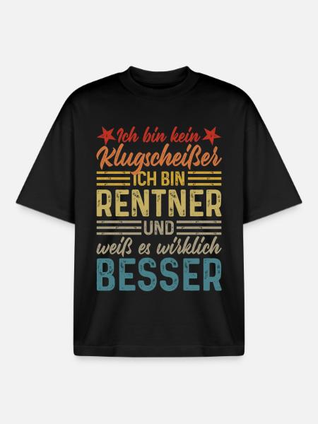 Rentner Klugscheißer - Boxy Heavyweight Unisex Organic T-Shirt von Stanley/Stella - Schwarz
