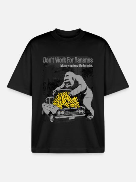 Bananen-Affe-Auto-Karikatur-Design - Boxy Heavyweight Unisex Organic T-Shirt von Stanley/Stella - Schwarz
