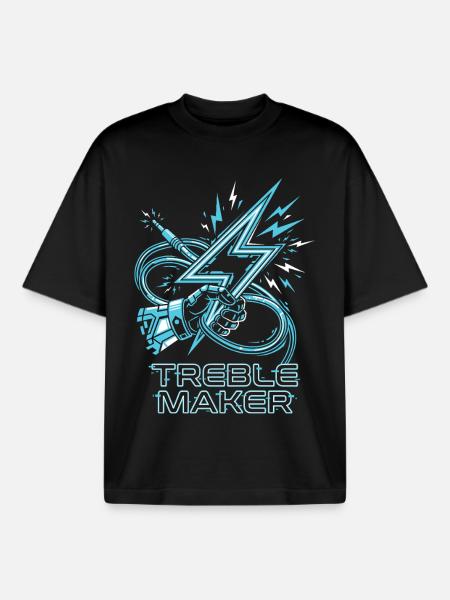 Treble Maker Digital Audio Pun Musician - Boxy Heavyweight Unisex Organic T-Shirt by Stanley/Stella - black