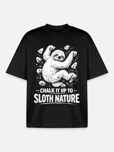 Sloth Bouldering – Chalk It Up Design - Boxy Heavyweight Unisex Organic T-Shirt by Stanley/Stella - black