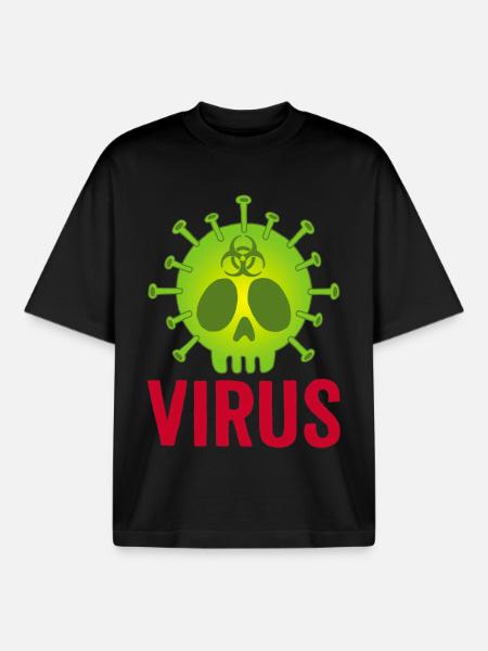 Skull virus - Boxy Heavyweight Unisex Organic T-Shirt by Stanley/Stella - black