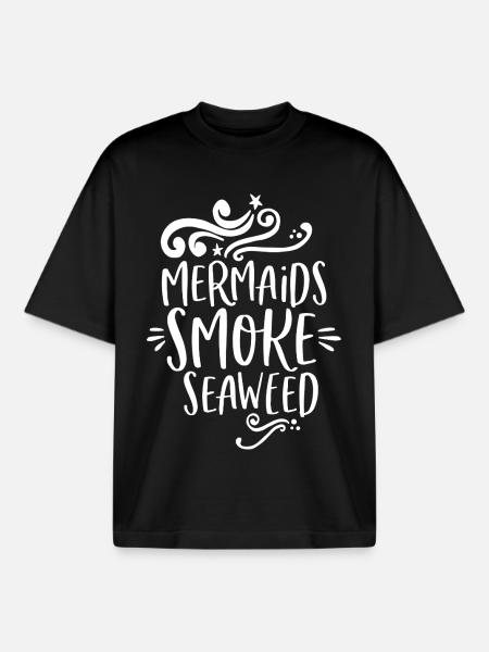 Mermaids smoke Seaweed - Boxy Heavyweight Unisex Organic T-Shirt by Stanley/Stella - black