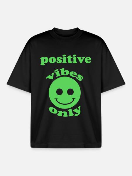 Positive Vibes - Boxy Heavyweight Unisex Organic T-Shirt by Stanley/Stella - black