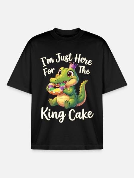 King Cake Mardi Gras Aligator - Boxy Heavyweight Unisex Organic T-Shirt by Stanley/Stella - black