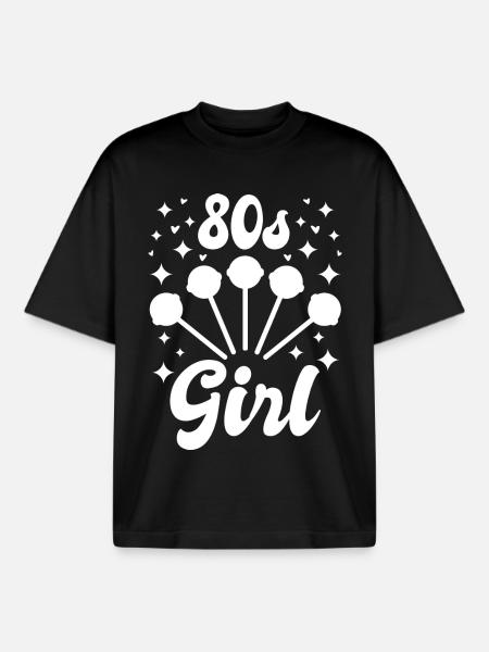 80s Girls - Boxy Heavyweight Unisex Organic T-Shirt by Stanley/Stella - black