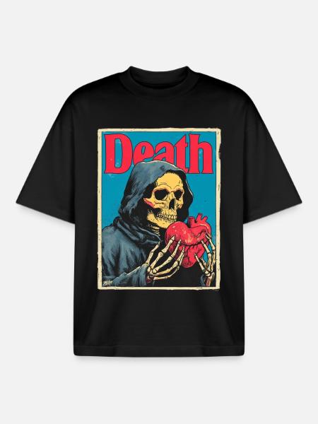 Tod mit Herz Skelett - Boxy Heavyweight Unisex Organic T-Shirt von Stanley/Stella - Schwarz