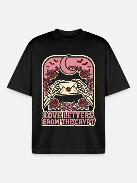 Lettres d’amour de la crypte - T-shirt unisexe boxy épais biologique Stanley/Stella - noir