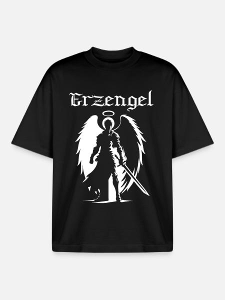 Archangel Silhouette Design – Celestial Power - Boxy Heavyweight Unisex Organic T-Shirt by Stanley/Stella - black