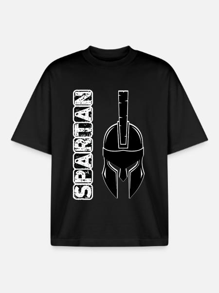 Black grunge spartan helmet - Boxy Heavyweight Unisex Organic T-Shirt by Stanley/Stella - black