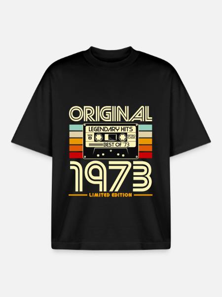 Original 1973 Retro Cassette - Boxy Heavyweight Unisex Organic T-Shirt by Stanley/Stella - black