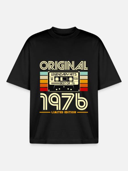 Original 1976 Retro Cassette - Boxy Heavyweight Unisex Organic T-Shirt by Stanley/Stella - black