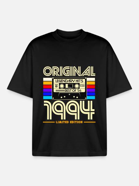 Original 1994 Limited Edition Cassette - T-shirt unisexe boxy épais biologique Stanley/Stella - noir