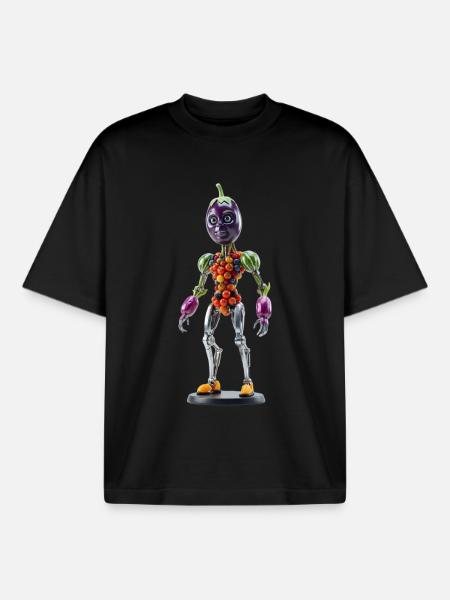 Humanoid Fruit and Vegetable Robot - Boxy Heavyweight Unisex Organic T-Shirt by Stanley/Stella - black