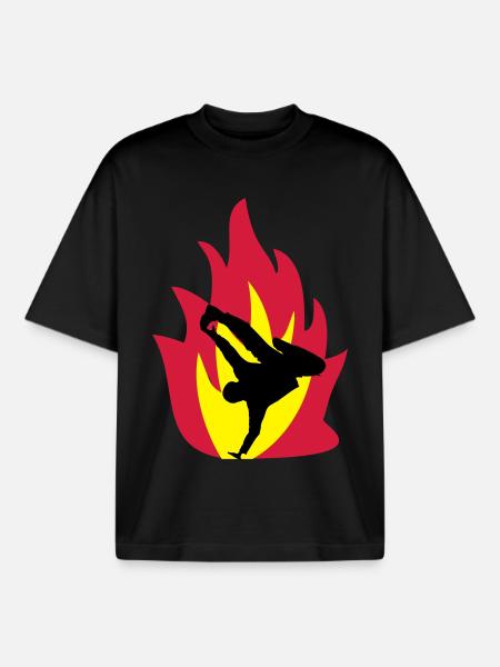 Breakdancer dans le feu - T-shirt unisexe boxy épais biologique Stanley/Stella - noir