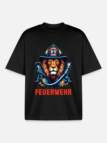 Feuerwehr Löwe Geschenk - Boxy Heavyweight Unisex Organic T-Shirt von Stanley/Stella - Schwarz