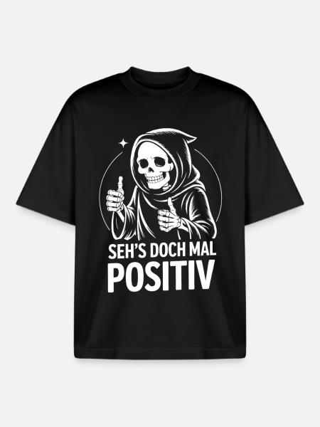 Regarde ça positivement, Faucheuse - T-shirt unisexe boxy épais biologique Stanley/Stella - noir