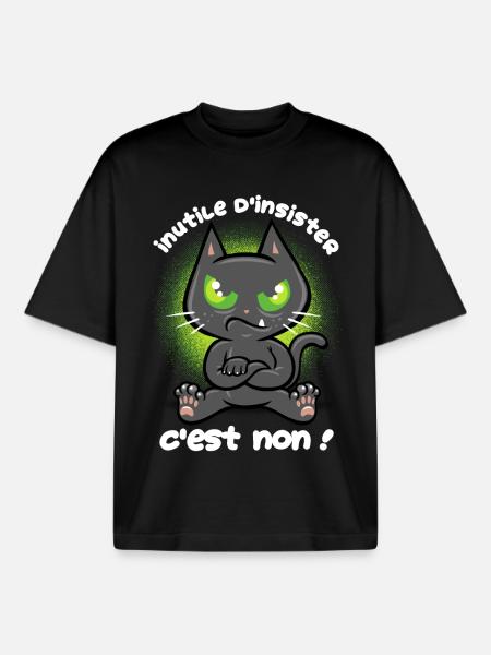 Chat têtu - T-shirt unisexe boxy épais biologique Stanley/Stella - noir