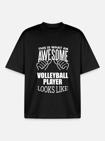 Volleyball Volleyball Volleyball - Boxy Heavyweight Unisex Organic T-Shirt by Stanley/Stella - black