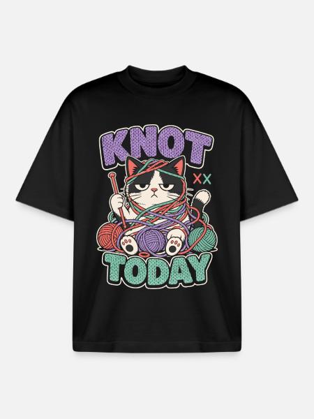 Knot Today Katze mit Wolle - Boxy Heavyweight Unisex Organic T-Shirt von Stanley/Stella - Schwarz