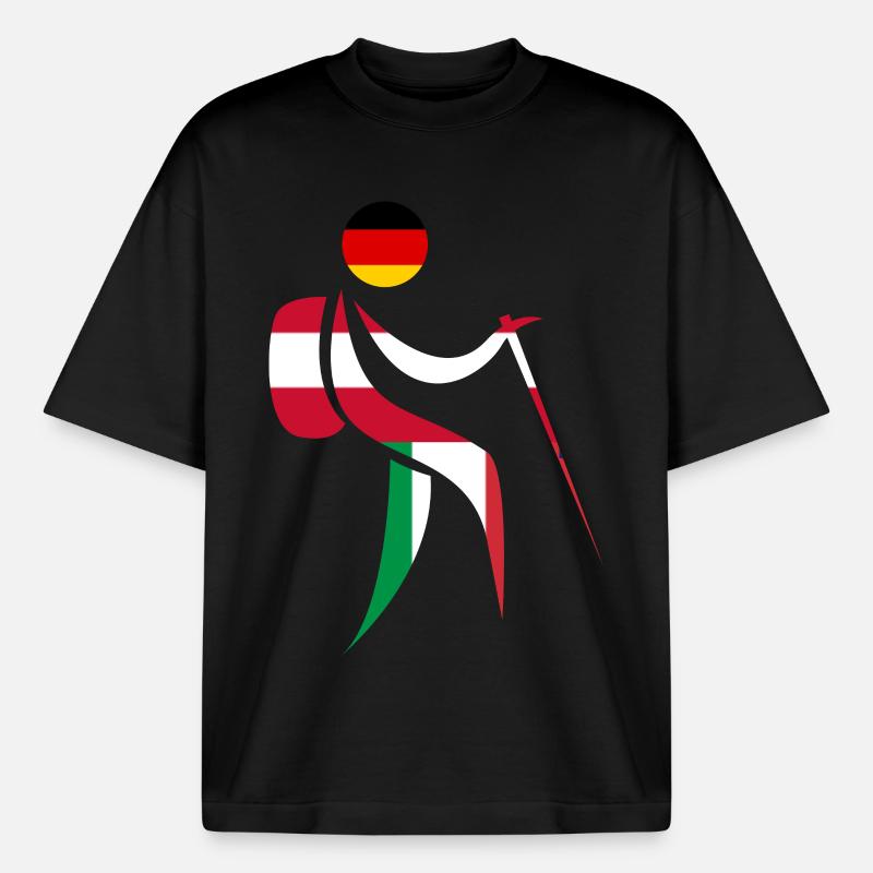 Alpenüberquerung E5 Wandern - Boxy Heavyweight Unisex Organic T-Shirt von Stanley/Stella - Schwarz