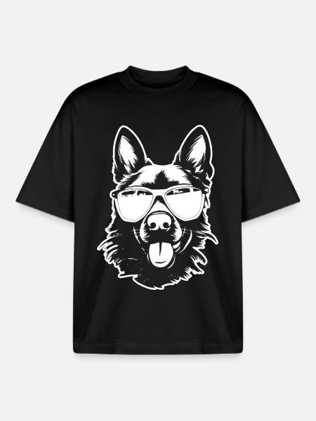 German Shepherd Sunglasses - Boxy Heavyweight Unisex Organic T-Shirt by Stanley/Stella - black